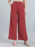 Red Woven Viscose Printed Palazzo