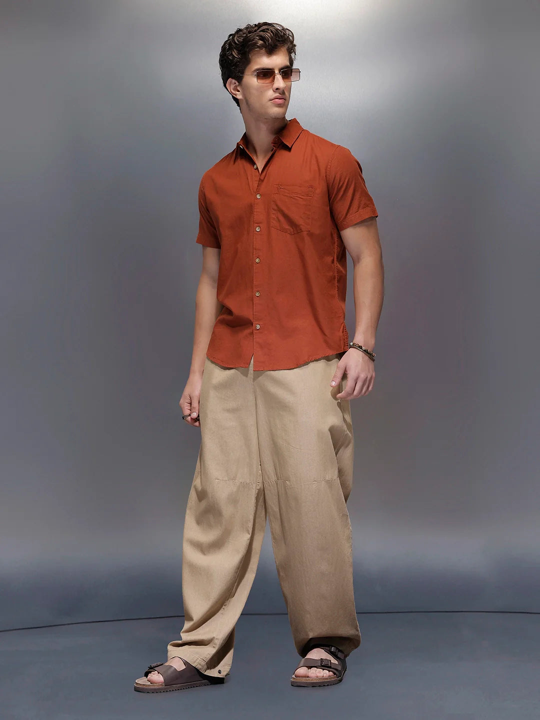 Men's Casual Regular Fit Shirt   |  Brown
