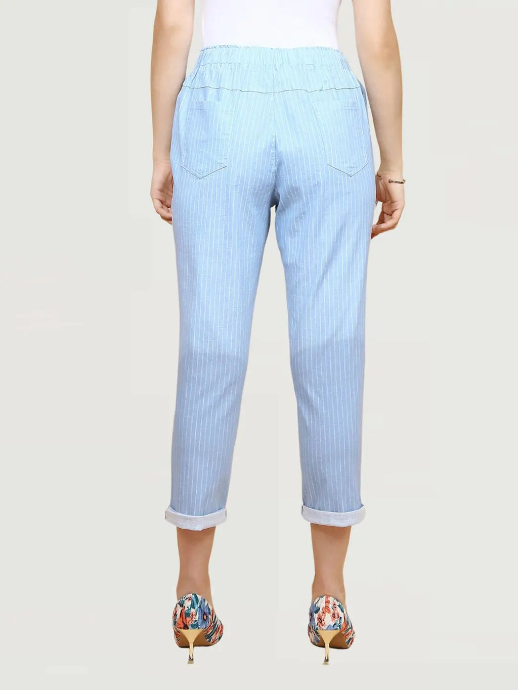 Sky Blue Cotton Regular Fit Lower