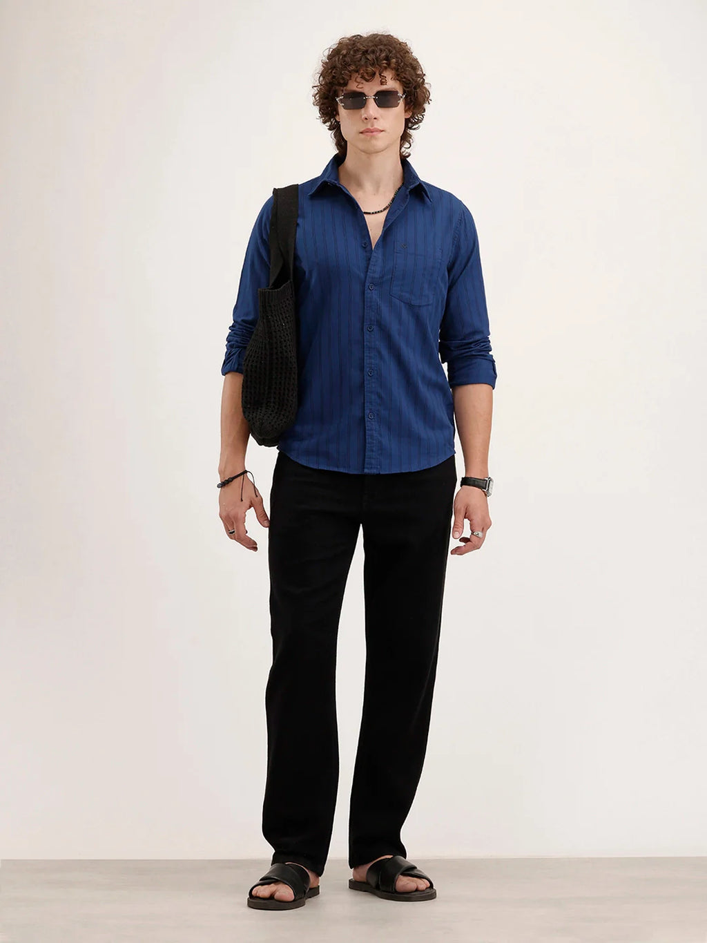 Regular Fit Striped Shirt | Dark Blue