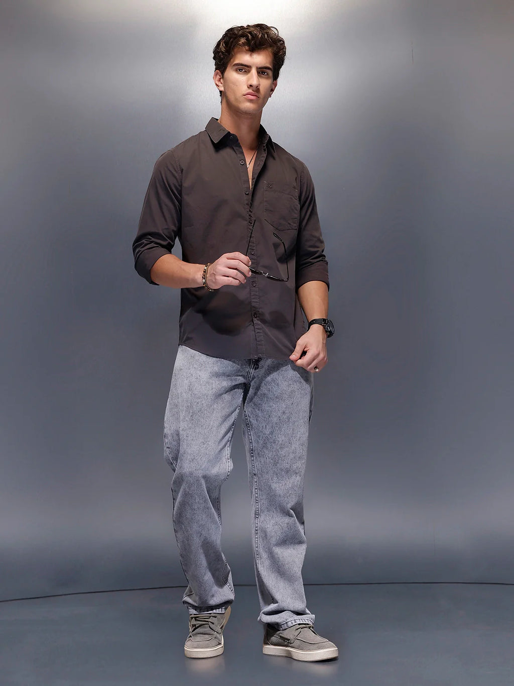 Men's Casual Slim Fit Shirt   |  Grey