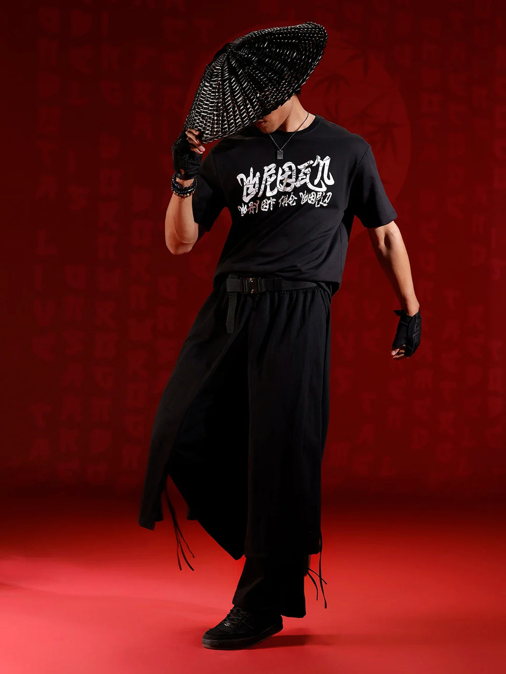 Statement front print oversized tshirt | Black