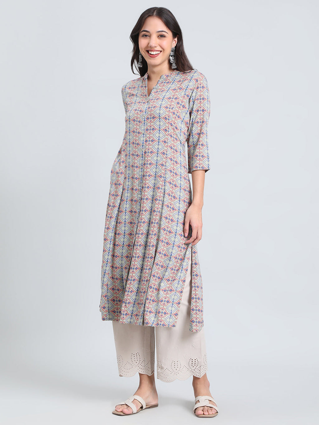 Viscose Geometric Aztec Print A-Line Kurta