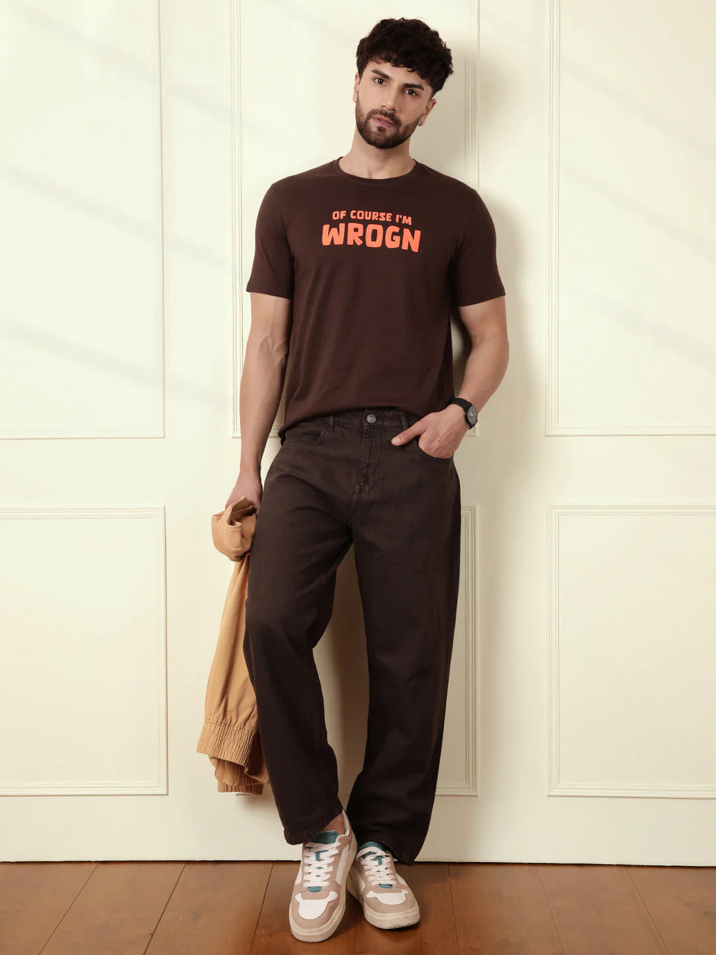 Puff Print Slim Fit T-Shirt | Brown