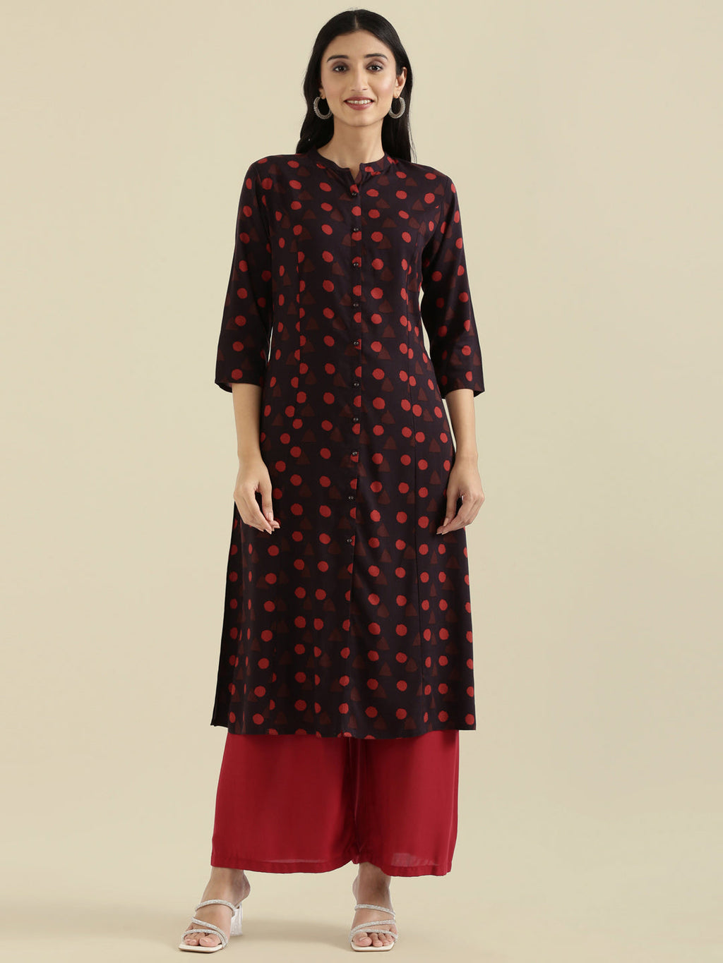 Viscose Geometric Print A-Line Kurta