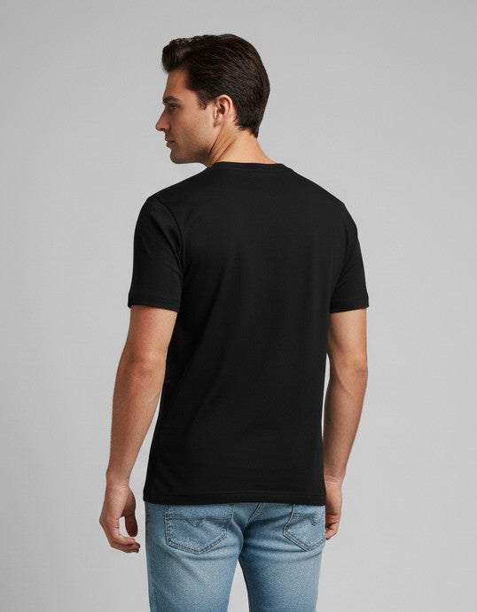 Men Printed Black Cotton Tshirt