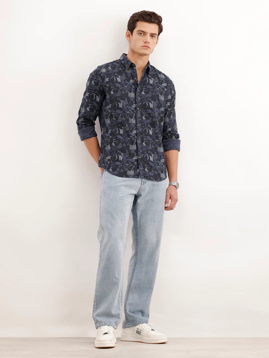Slim Fit Textured Shirt  | Dark Blue