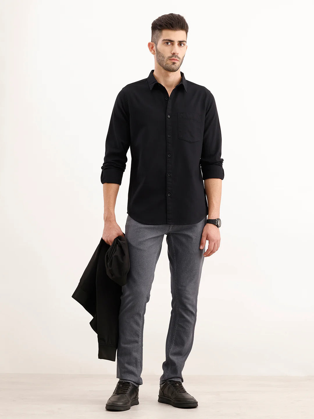 Textured Regular Fit Shirt | Black