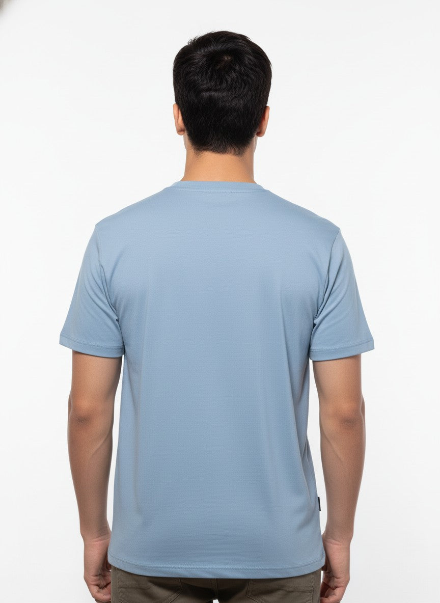 Men Cotton Ice Blue T-Shirt