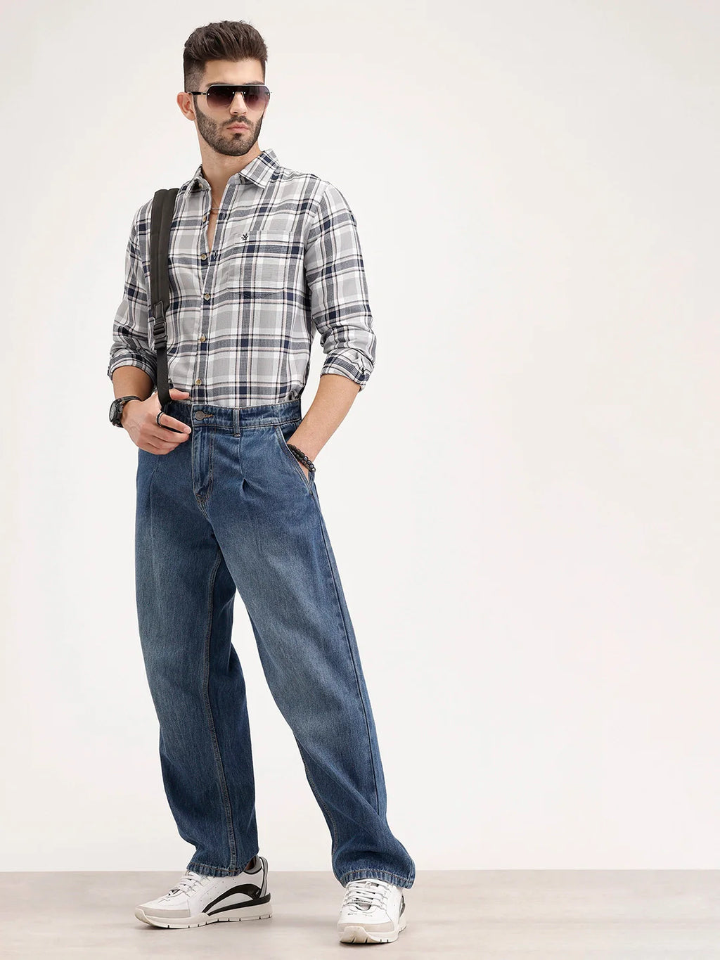 Regular Fit Textured Checkered Shirt | Blue