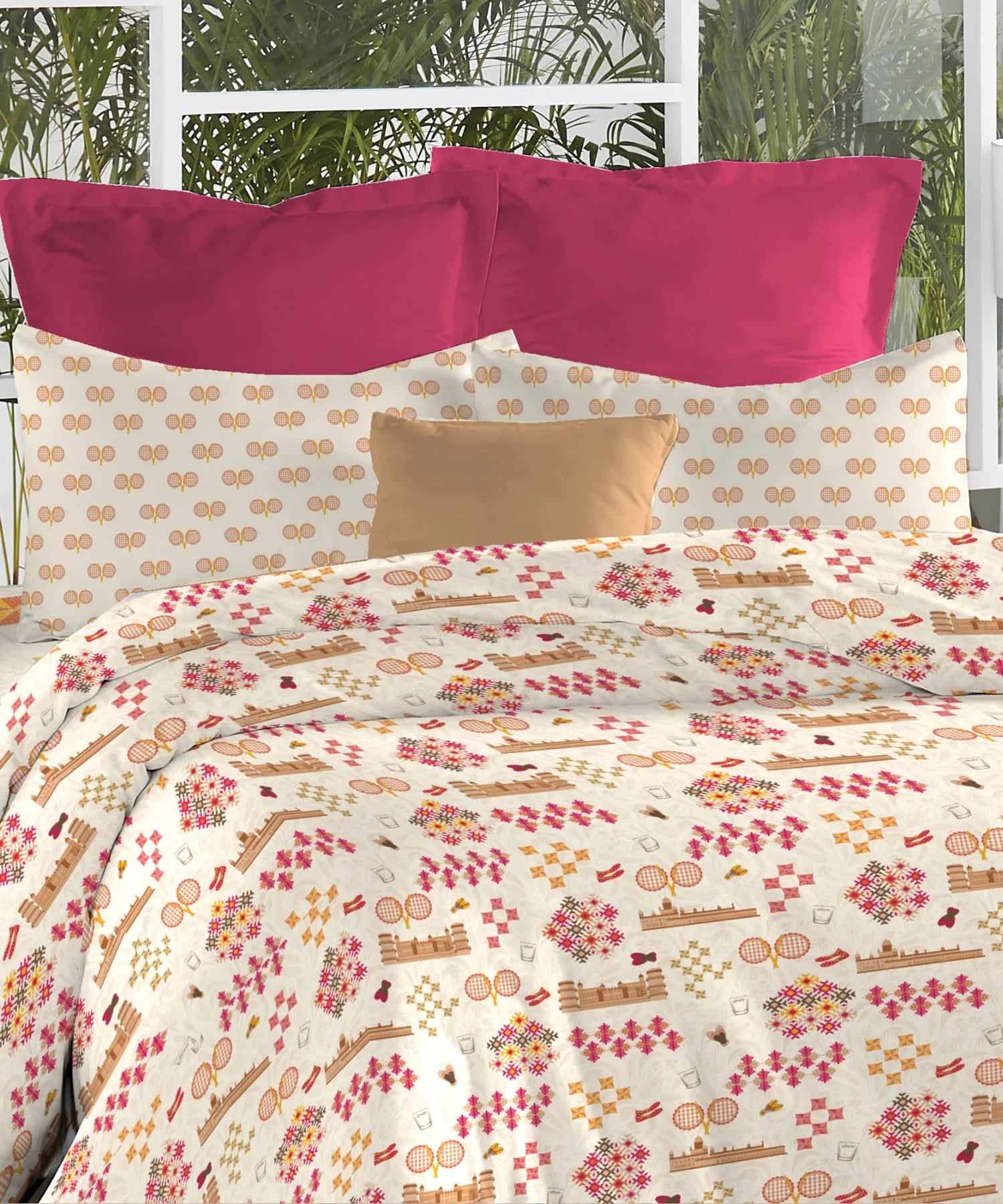 Atulaya Bharat King Bedsheet Set,Patiala Shahi|144 TC Cotton|2 Pillow Covers