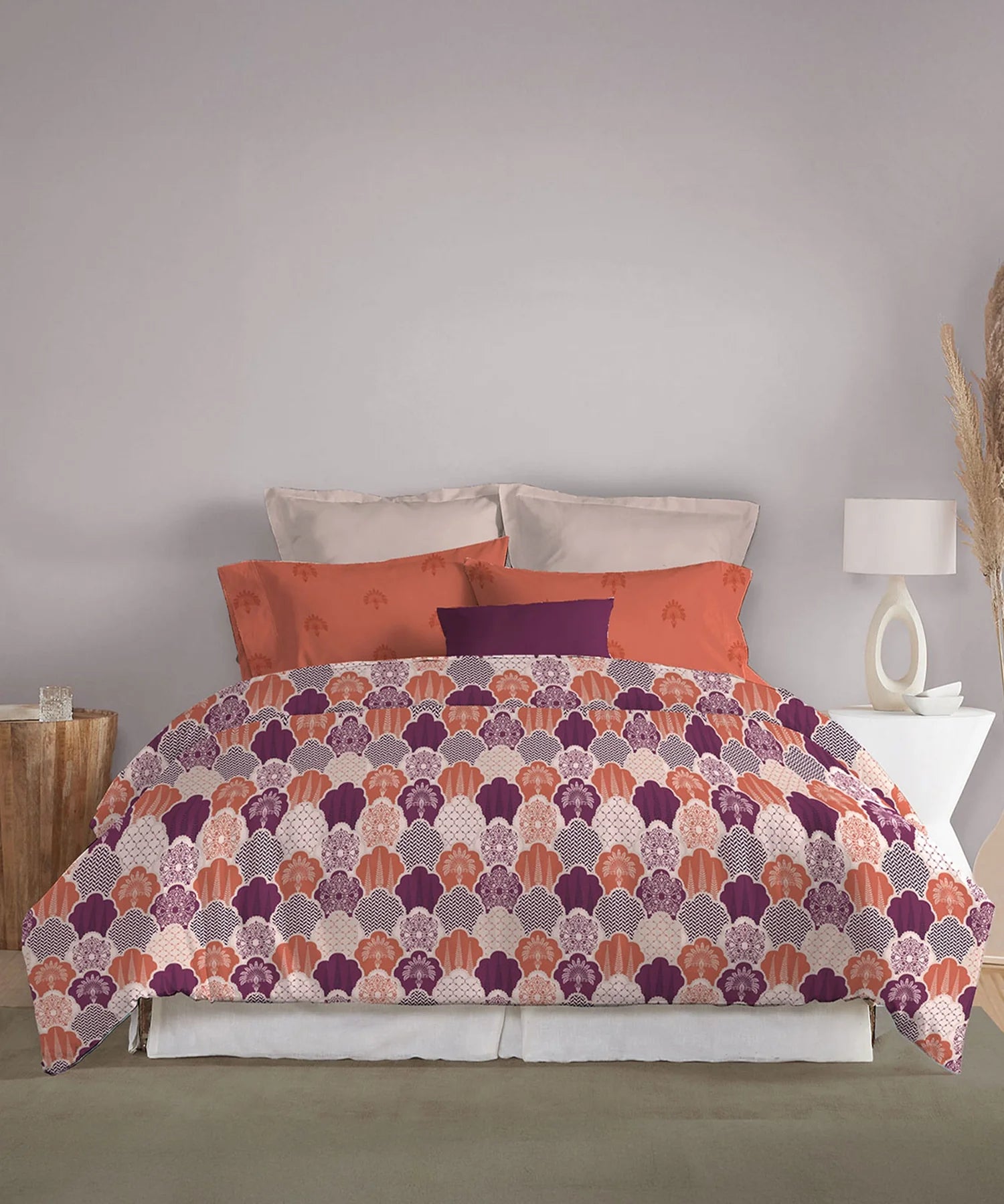 Celebration Queen Bedsheet Set, Mehfil Rust | 144 TC Cotton| 2 Pillow Covers