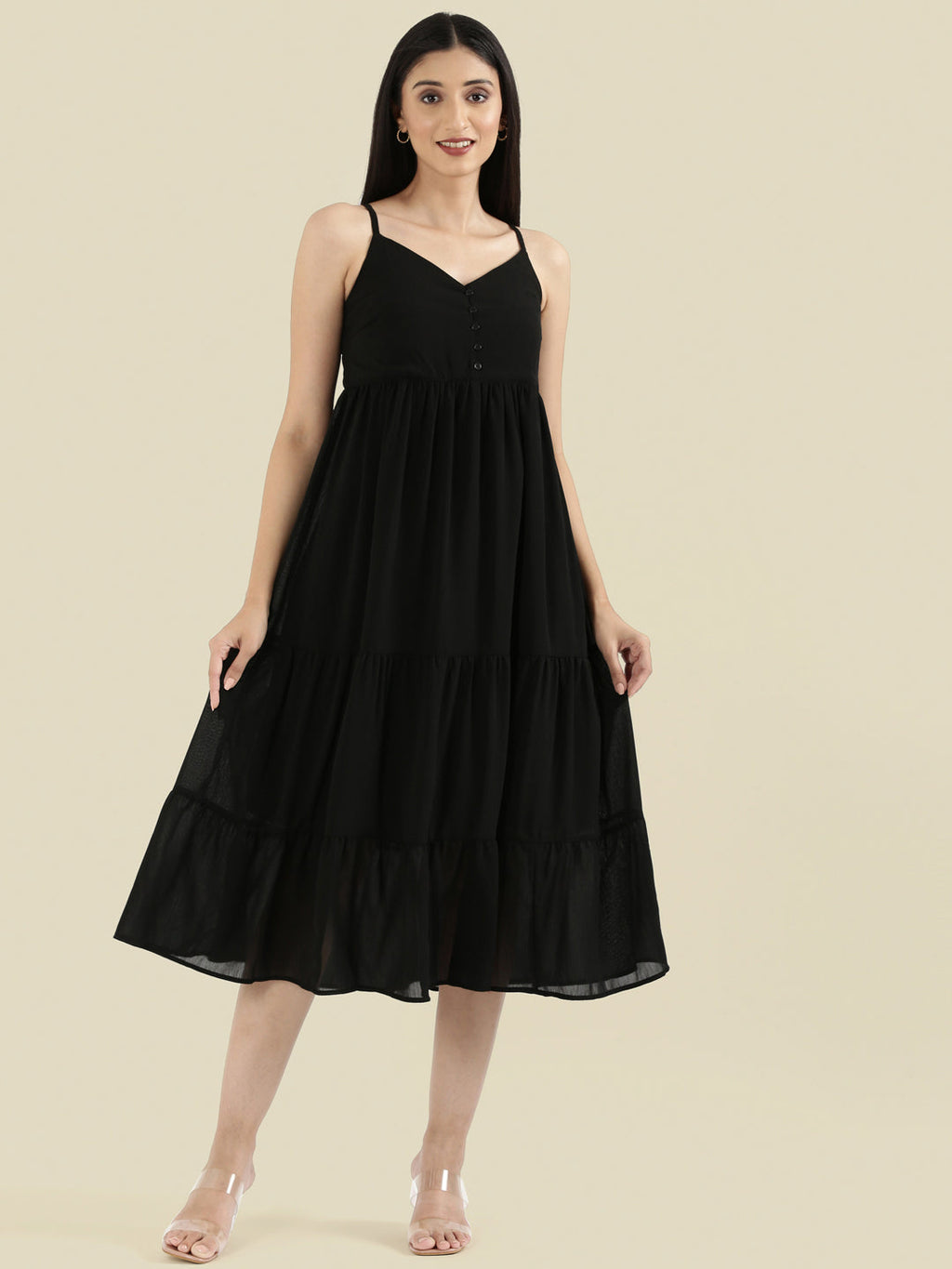 Georgette V-Neck Slip Dress