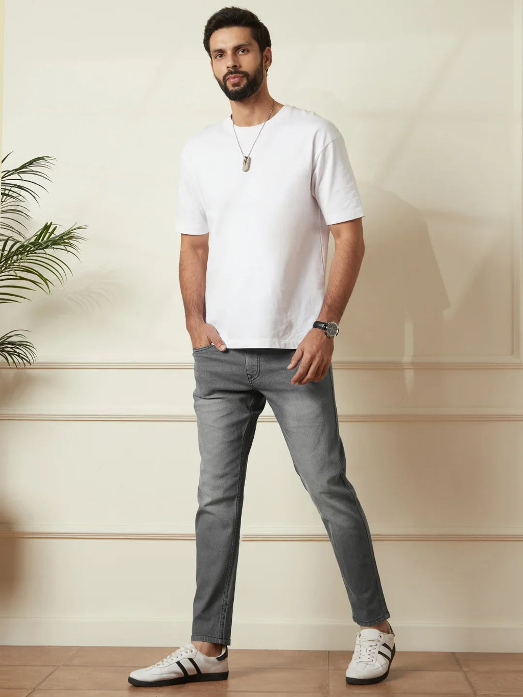 Vintage Wash Skinny Crop Jeans | Grey