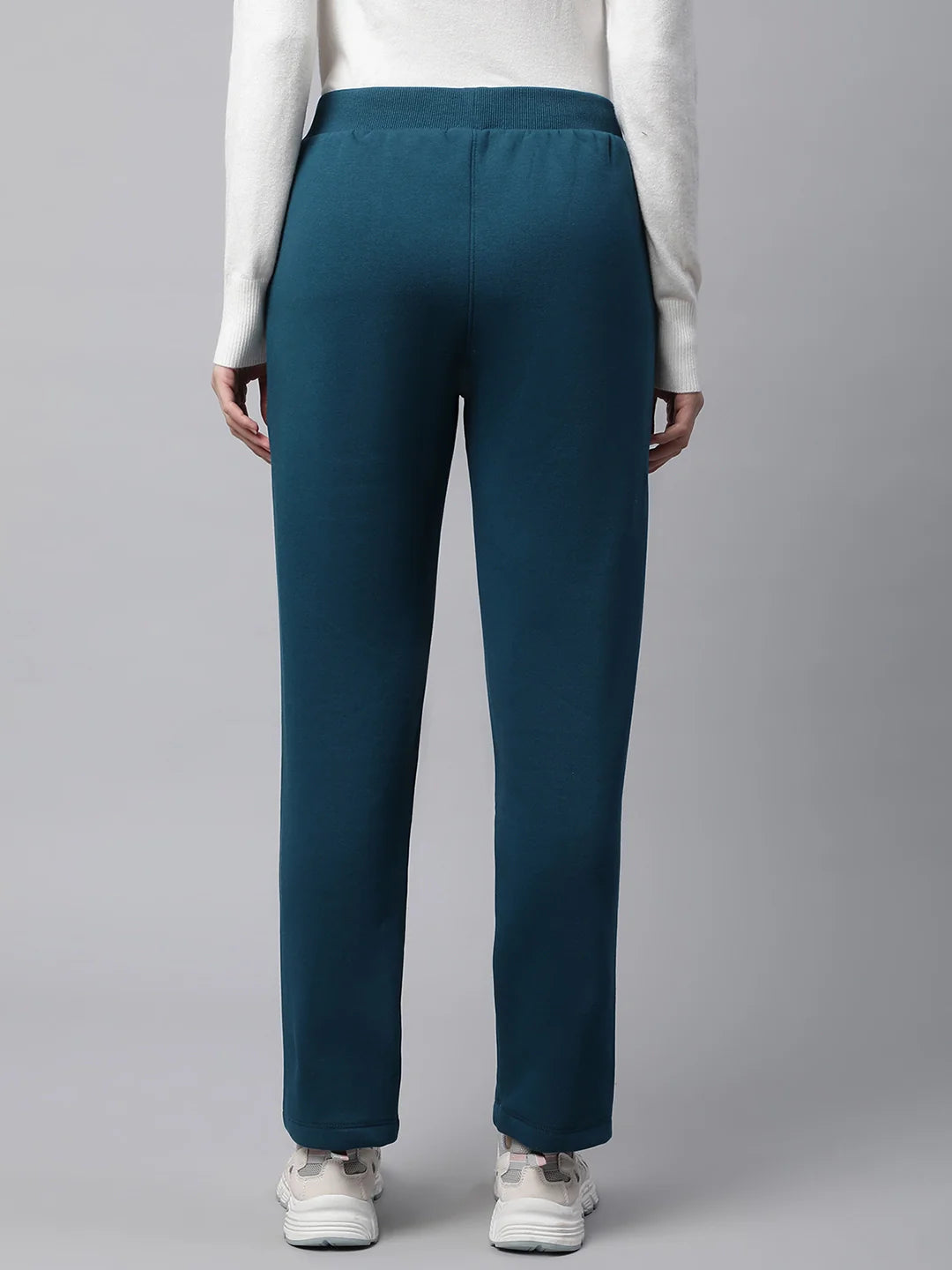 Teal Solid Cotton Blend Track Pants
