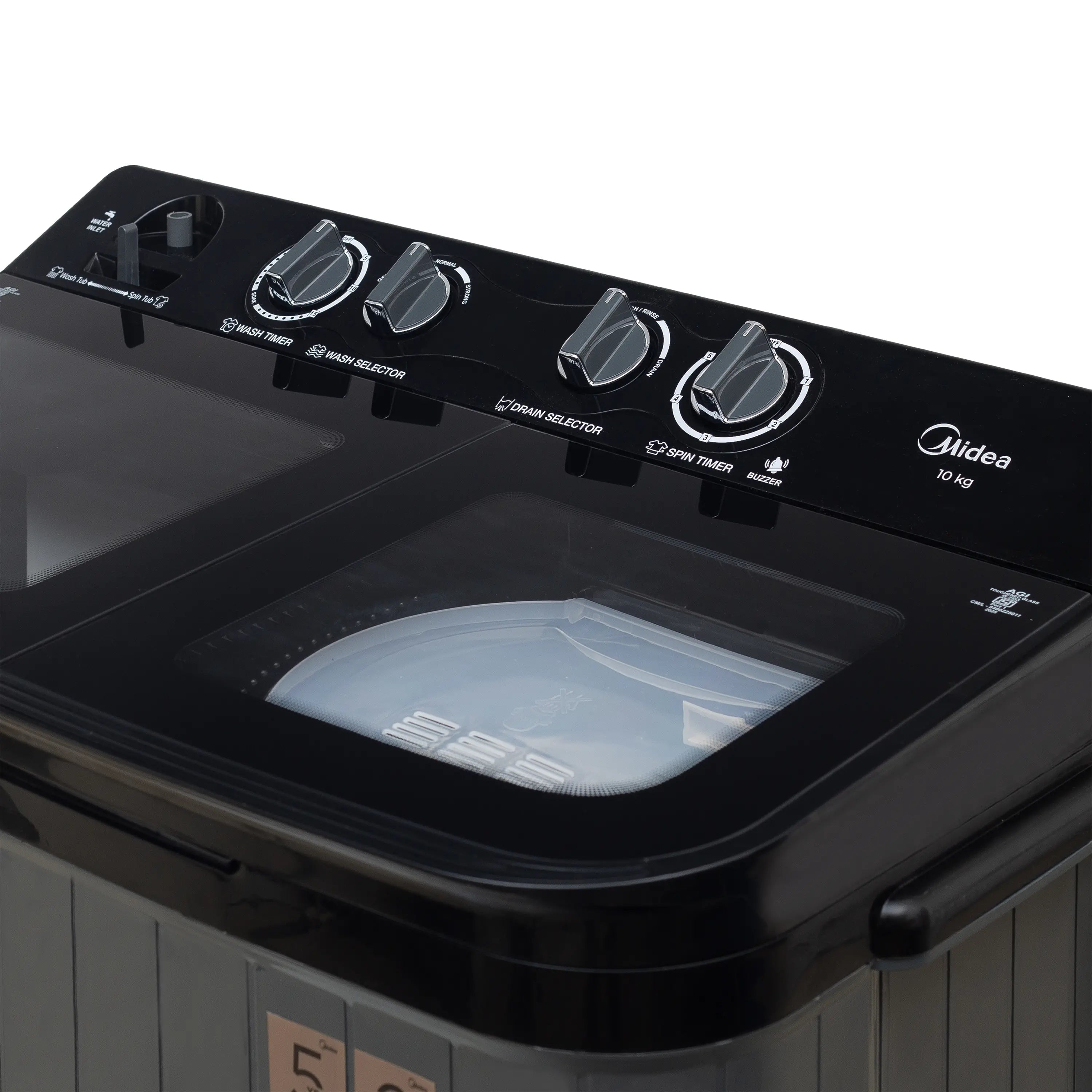 Midea Washing Machine Twin Tub 10 Kg, See Through Glass Lid, Soft Close(MWMSA100GPG(KG)