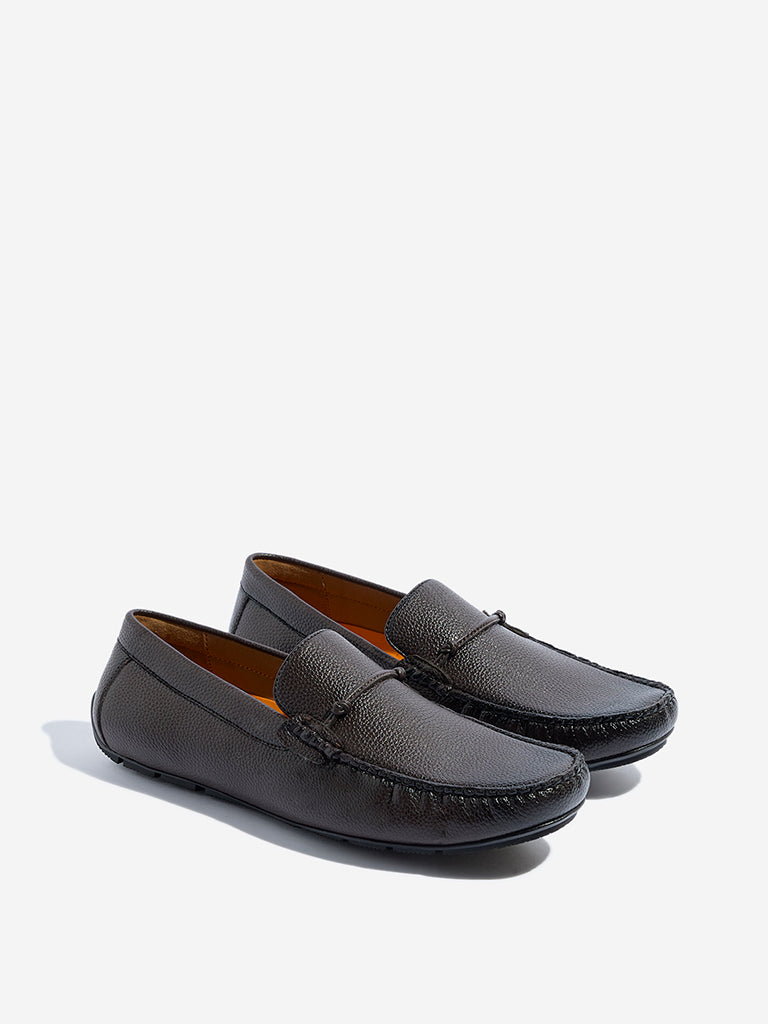 SOLEPLAY Dark Brown Solid Leather Loafers