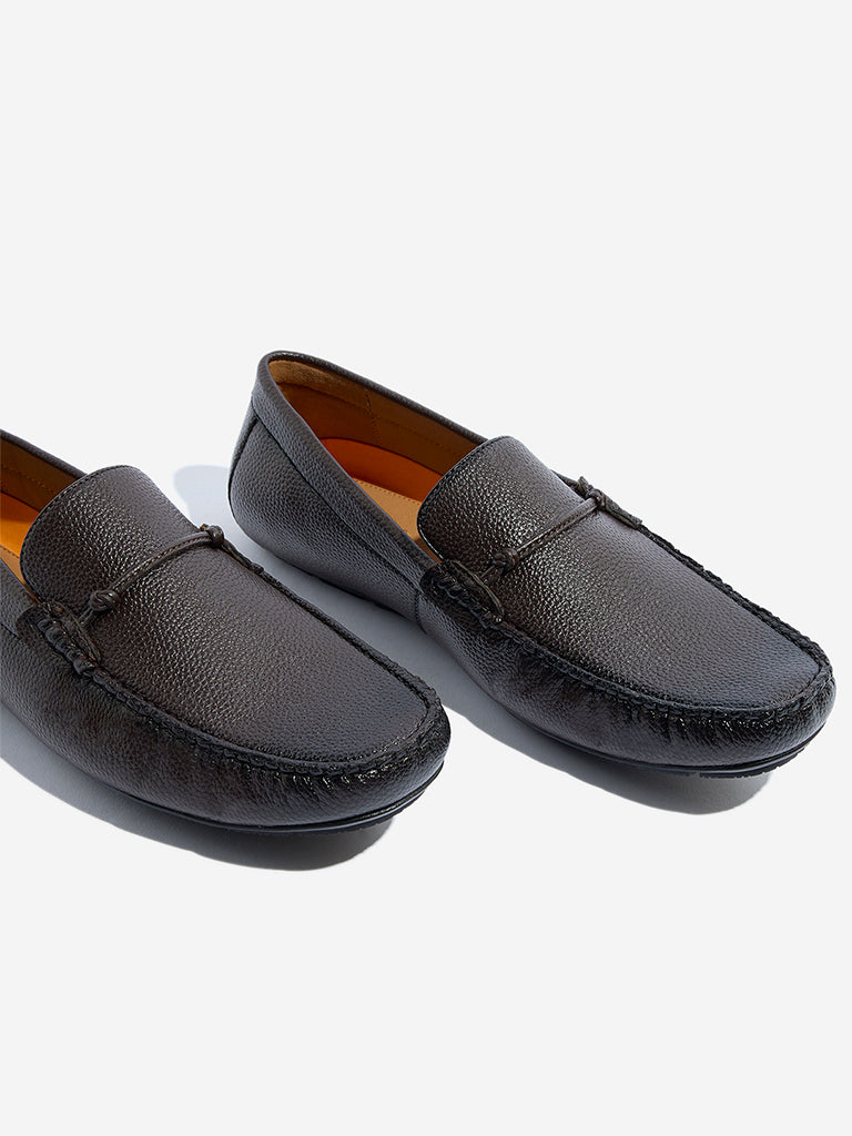 SOLEPLAY Dark Brown Solid Leather Loafers