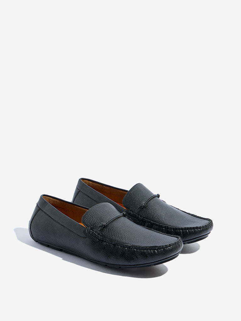 SOLEPLAY Black Solid Leather Loafers