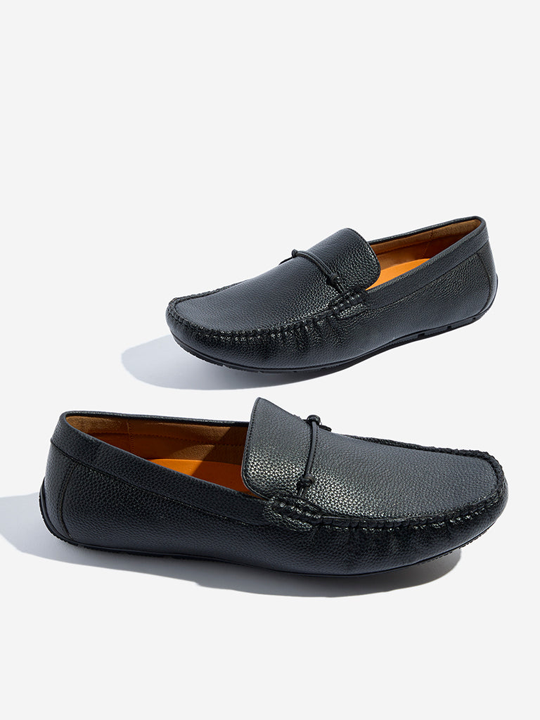 SOLEPLAY Black Solid Leather Loafers