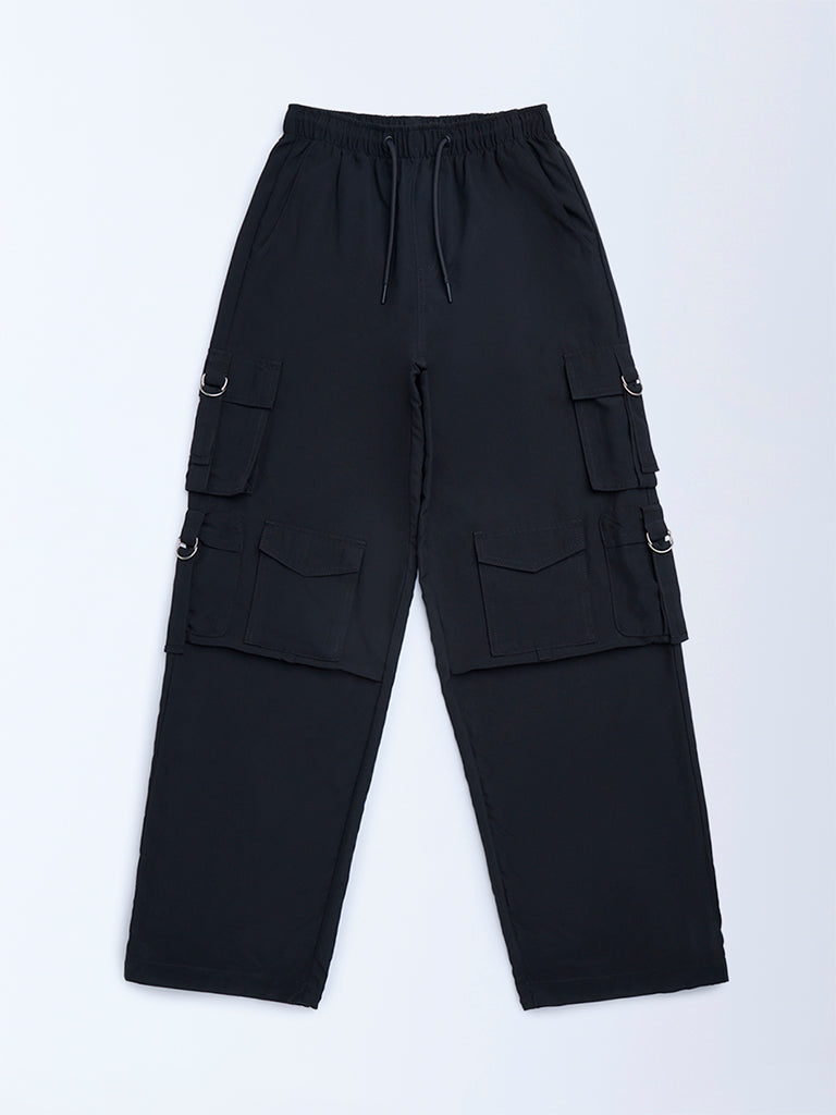 Girls Black High-Rise Joggers