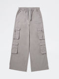 Girls Grey Cargo-Style Mid-Rise Cotton Pants