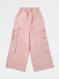 Girls Pink Cargo-Style Mid-Rise Cotton Pants