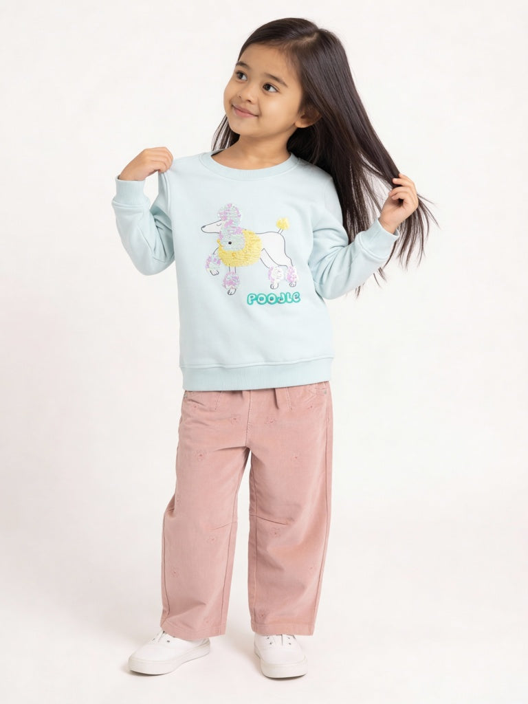 HOP Kids Girls Dusty Rose High-Rise Cotton-Blend Trousers