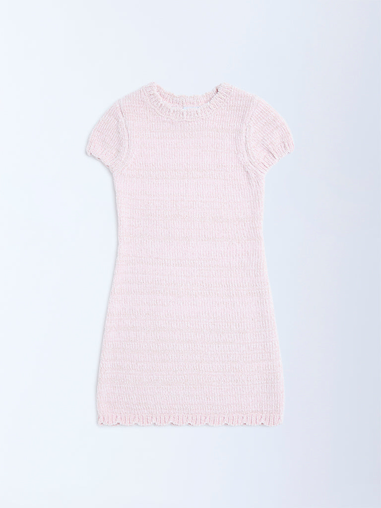 HOP Kids Girls Pink Knitted Bodycon Dress