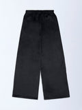 Girls Black High-Rise Velvet Trousers