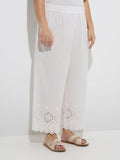 Diza White Schiffli Design Cotton Ethnic Pants