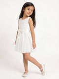 HOP Kids Girls White Floral Lace Design Party Dress