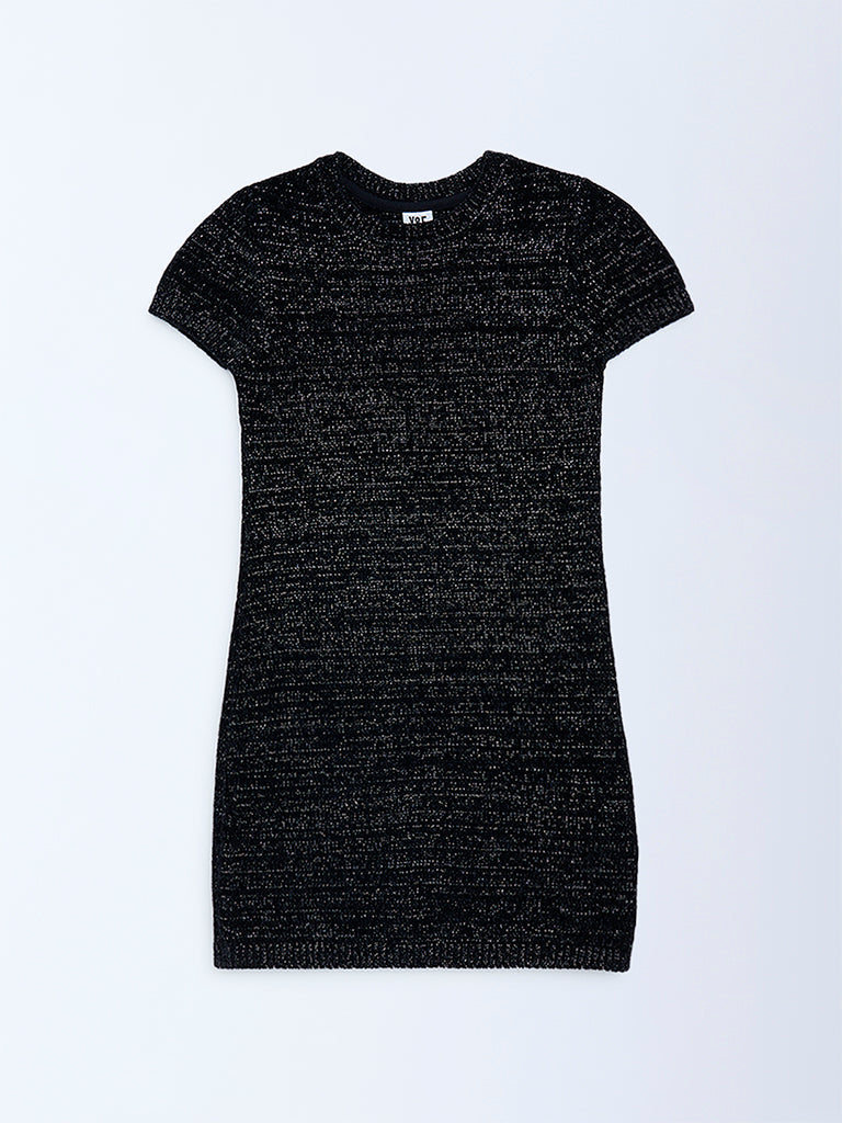Girls Black Knitted Bodycon Dress