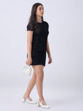 Girls Black Knitted Bodycon Dress