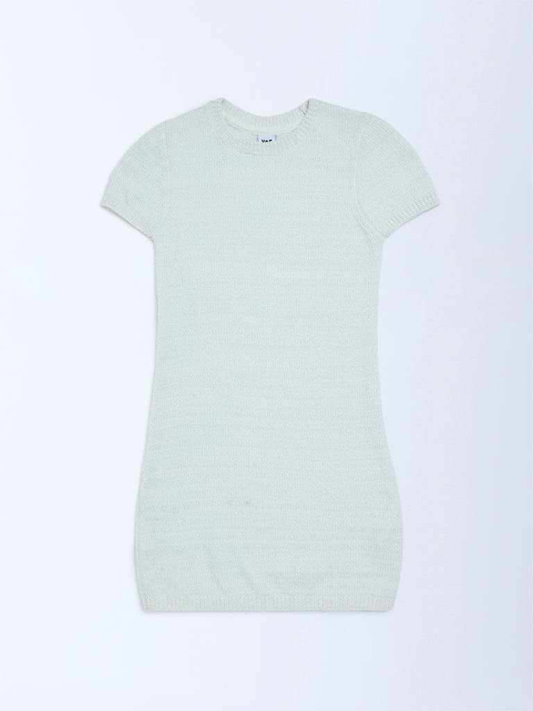 Girls White Knitted Bodycon Dress