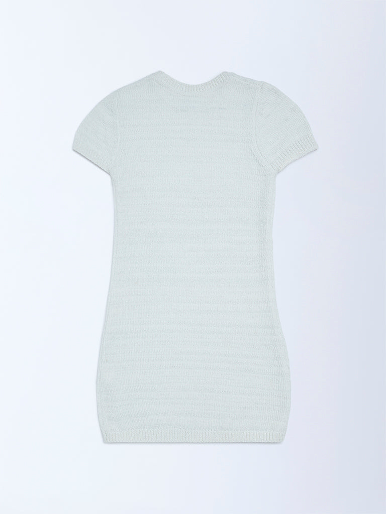 Girls White Knitted Bodycon Dress