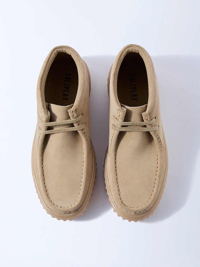 SOLEPLAY Beige Lace-Up Suede Leather Shoes