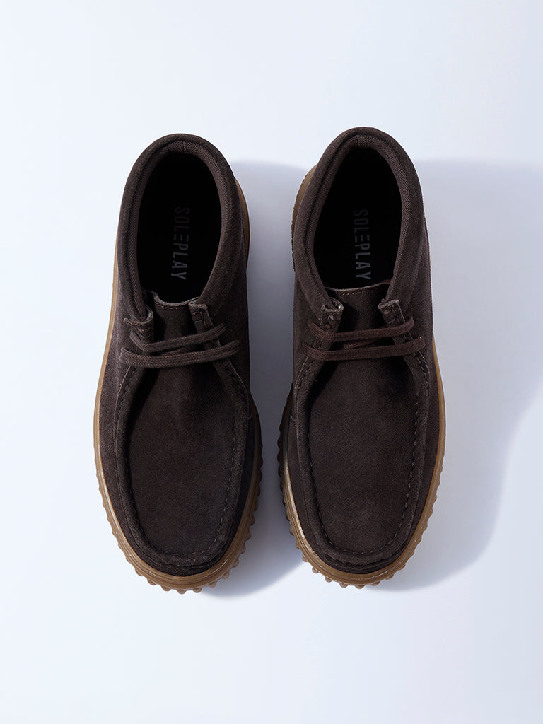 SOLEPLAY Dark Brown Lace-Up Suede Leather Shoes