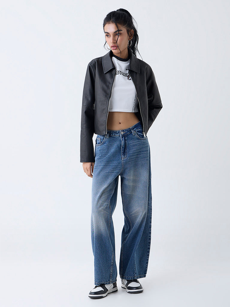 Nuon Blue Faded High-Rise Jeans