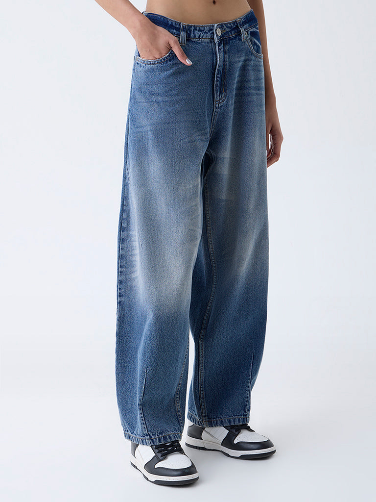 Nuon Blue Faded High-Rise Jeans