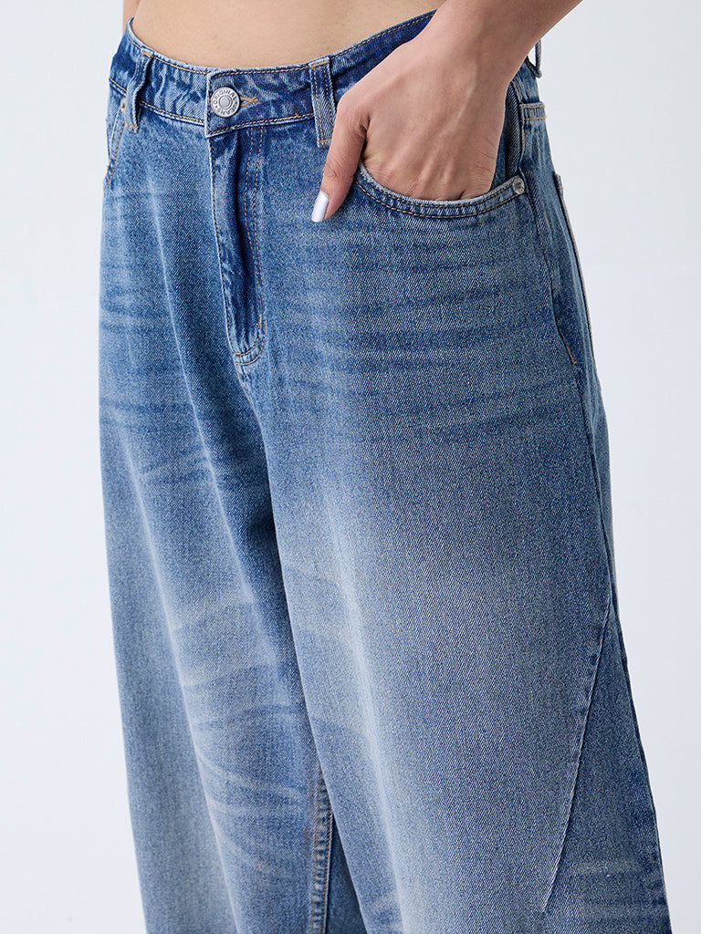 Nuon Blue Faded High-Rise Jeans