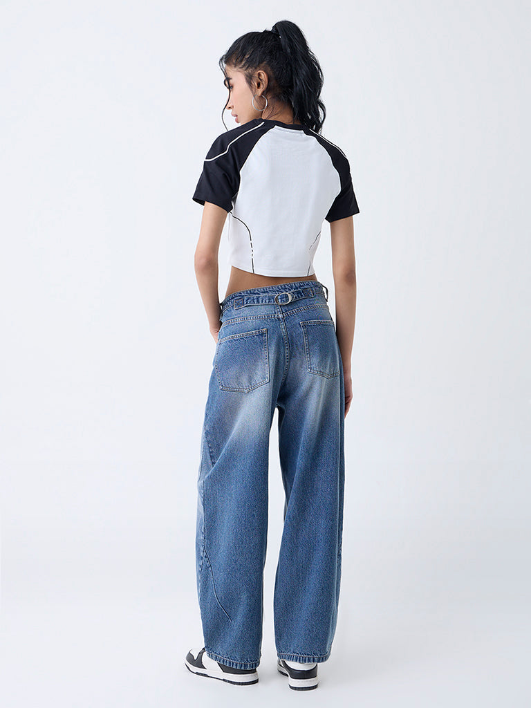Nuon Blue Faded High-Rise Jeans