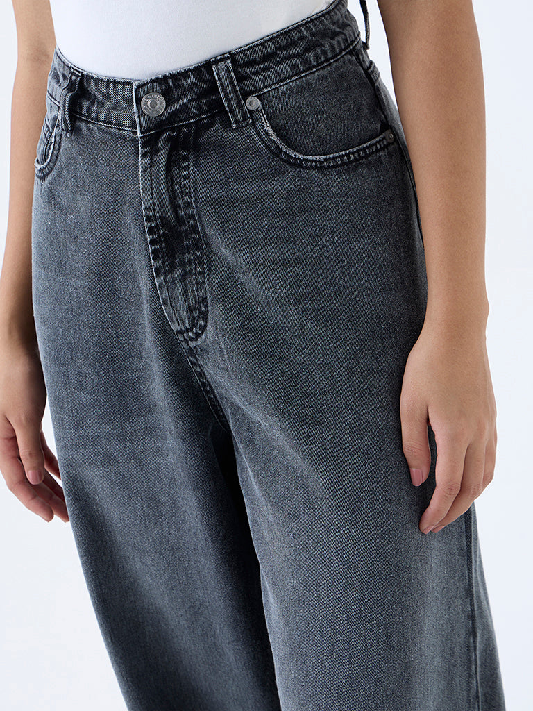 Nuon Grey Faded High-Rise Jeans