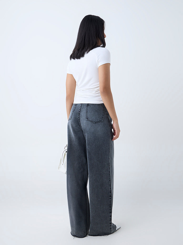 Nuon Grey Faded High-Rise Jeans