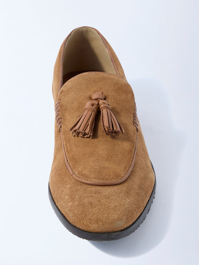 SOLEPLAY Tan Tassel Detailed Suede Leather Loafers