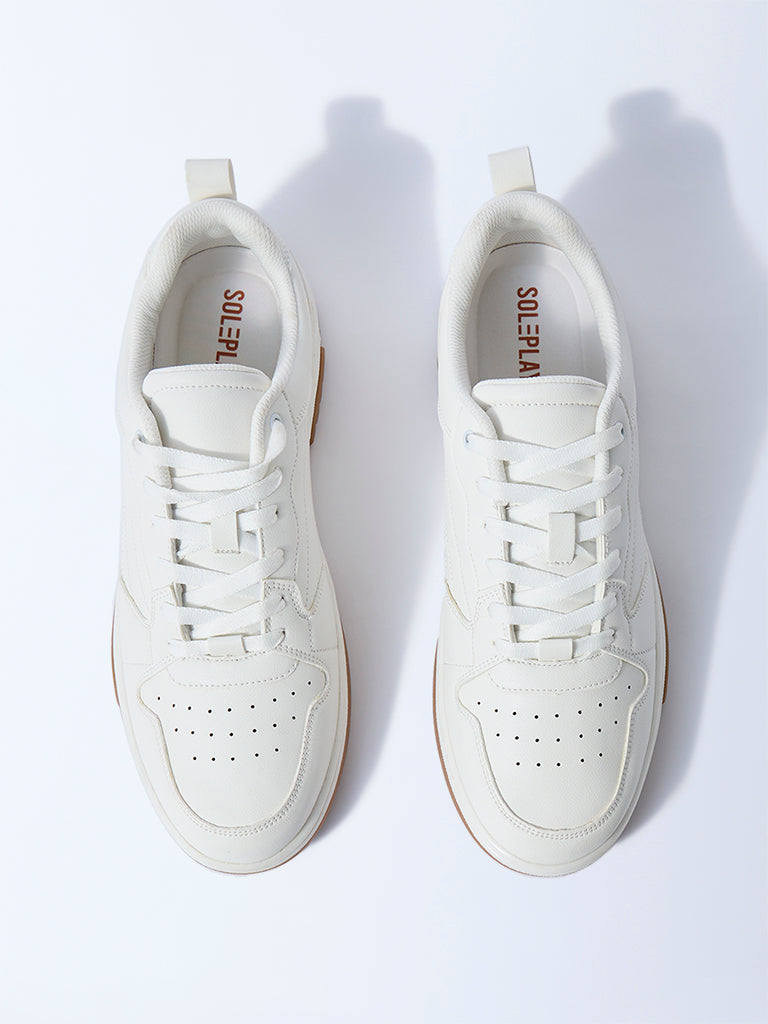 SOLEPLAY White Perforated Lace-Up Sneakers