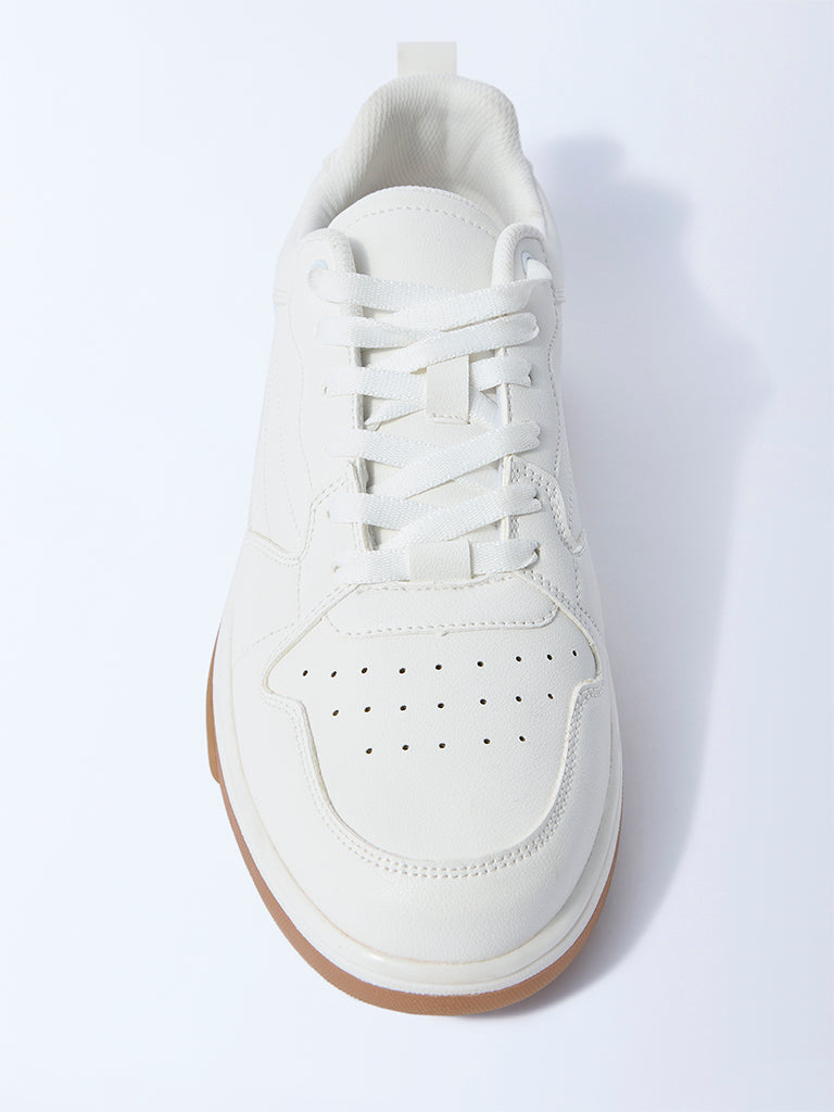 SOLEPLAY White Perforated Lace-Up Sneakers