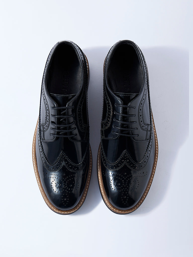 SOLEPLAY Black Perforated Brogues Leather Shoes