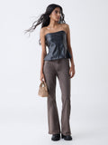 Nuon Brown High-Rise Flared Jeans