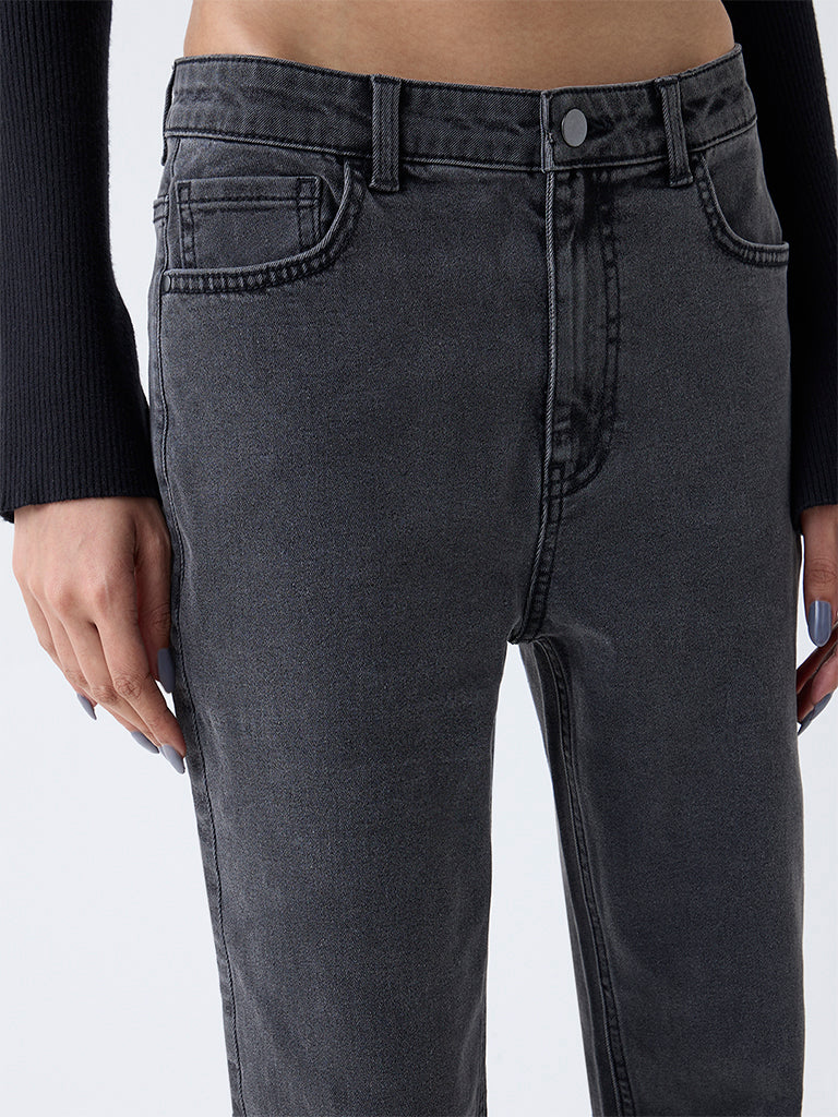 Nuon Grey High-Rise Flared Jeans